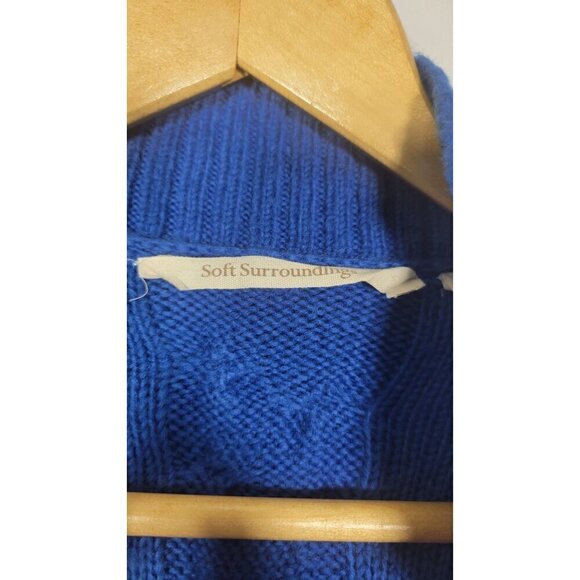 Soft Surroundings Royal Blue Full Zip Chunky Knit Hooded Long Line Sweater Sz S - Picture 6 of 14
